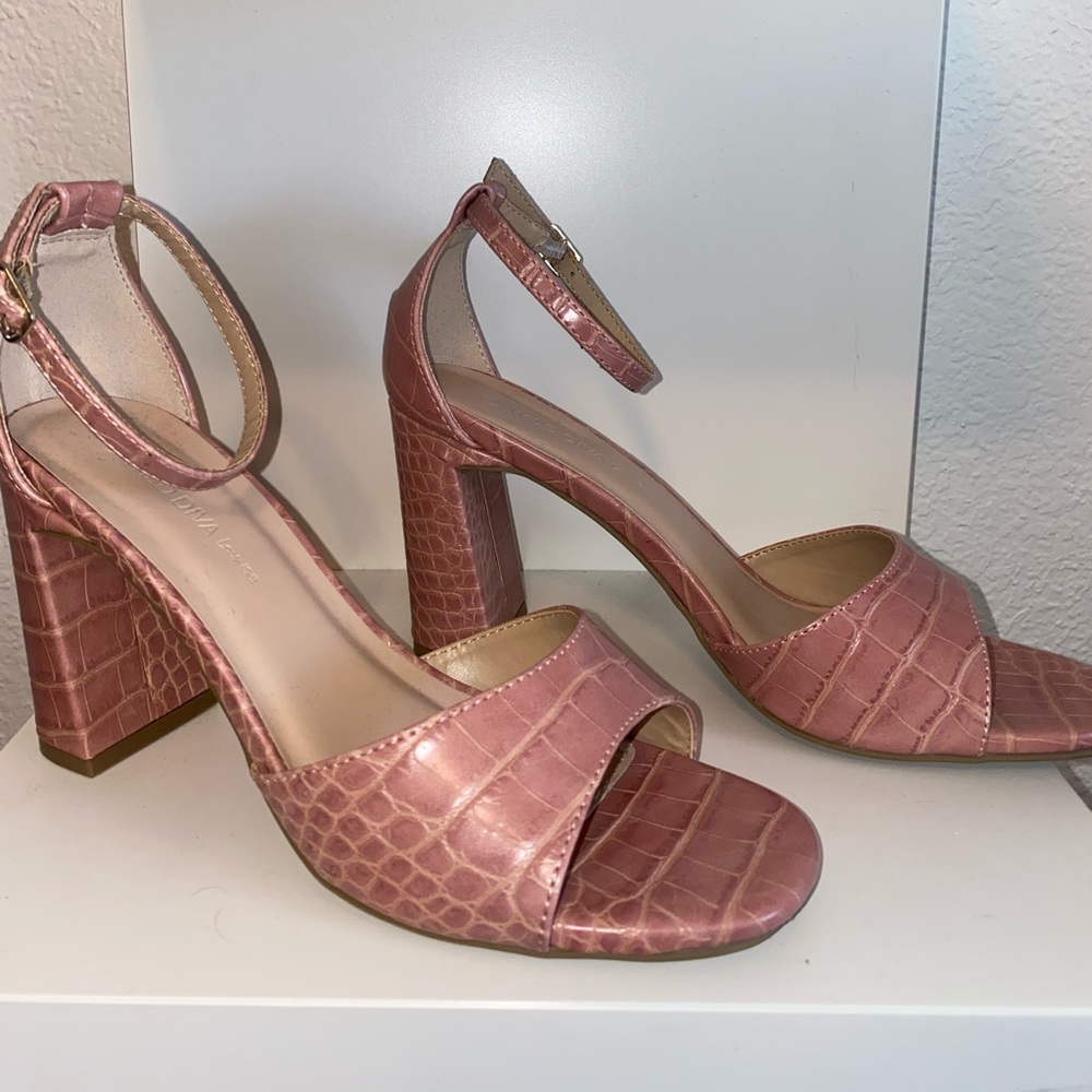 Pink fake crocodile heels
